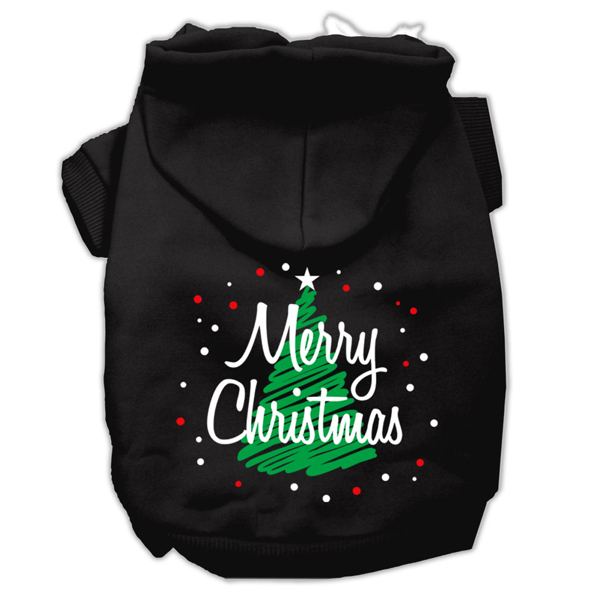 Picture of Mirage 62-25-15 XSBK Scribbled Merry Christmas Dog Hoodie&#44; Black - Extra Small