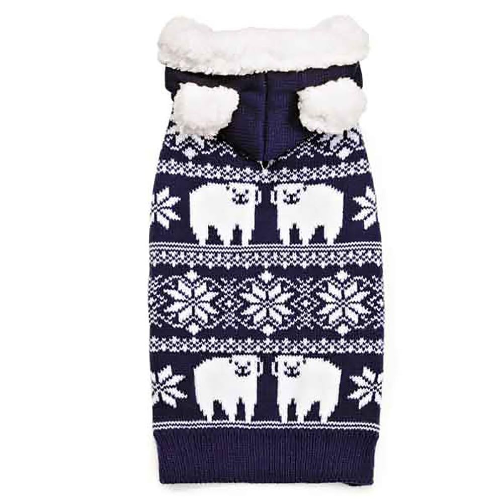 y UE1076 18 19 Elements Polar Bear Hooded Dog Sweater - Extra Large