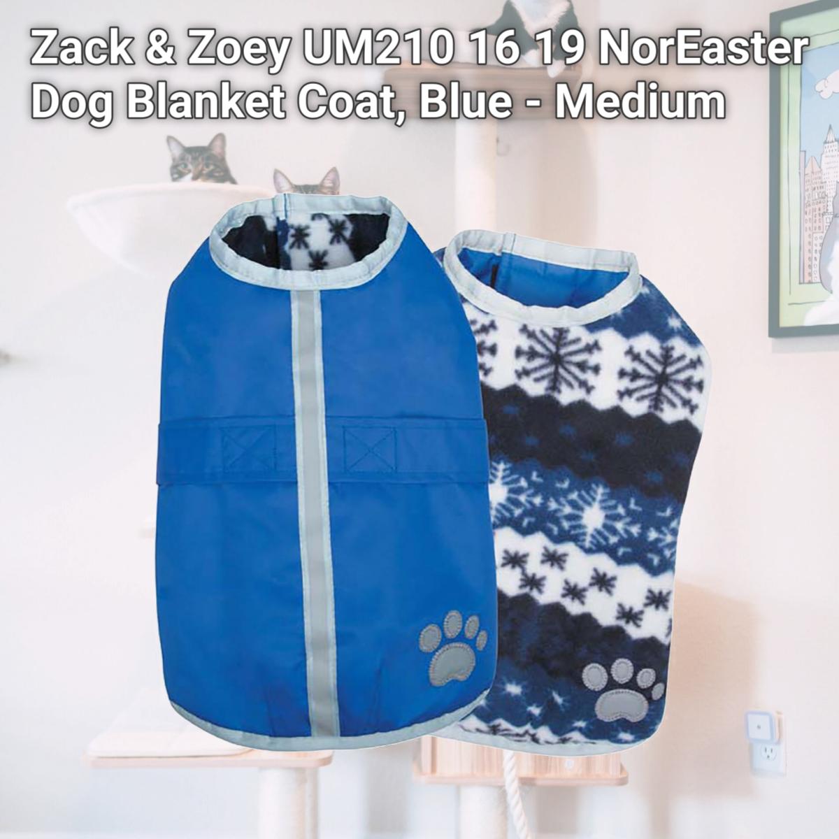 Picture of Zack & Zoey UM210 16 19 NorEaster Dog Blanket Coat&#44; Blue - Medium