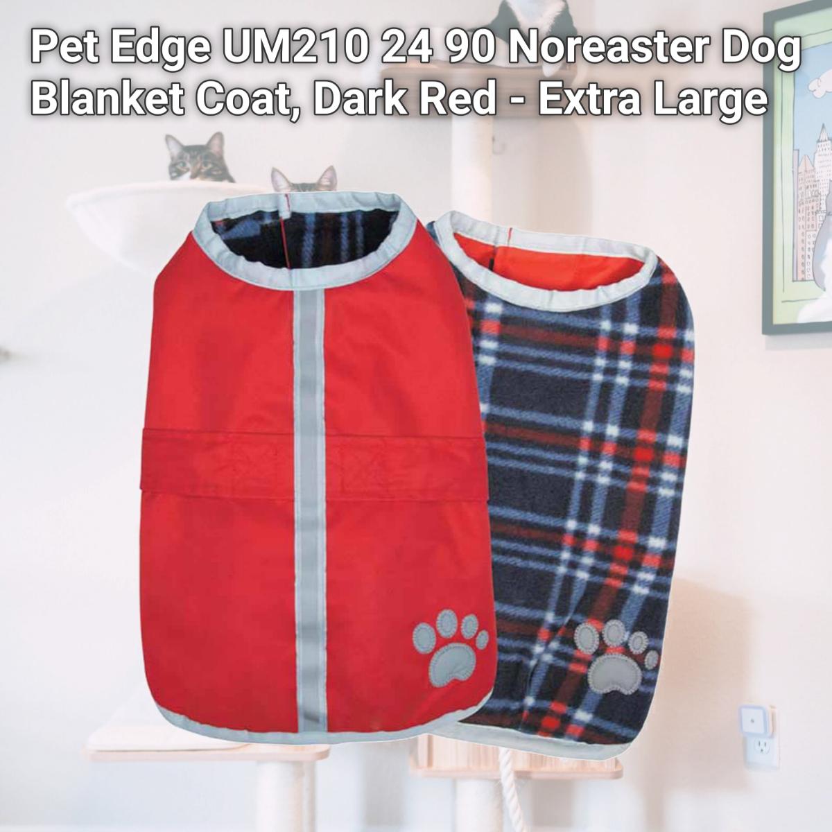 Picture of Pet Edge UM210 24 90 Noreaster Dog Blanket Coat, Dark Red - Extra Large