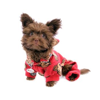 Picture of Klippo KBD034 L Silly Monkey Fleece Hooded Dog Pajamas, Red - Large
