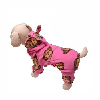 Picture of Klippo KBD036 M Silly Monkey Fleece Hooded Dog Pajamas, Pink - Medium