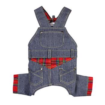 Picture of Klippo KBD064-S Adorable Stripy Denim Dog Overalls - Small