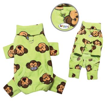 Picture of Klippo KBD071-S Silly Monkey Fleece Turtleneck Dog Pajamas, Lime - Small