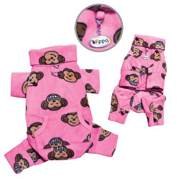 Picture of Klippo KBD073-L Silly Monkey Fleece Turtleneck Dog Pajamas, Pink - Large