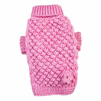 Picture of Klippo KSW103-L Pink Bobble Stitch Turtleneck Dog Sweater - Large