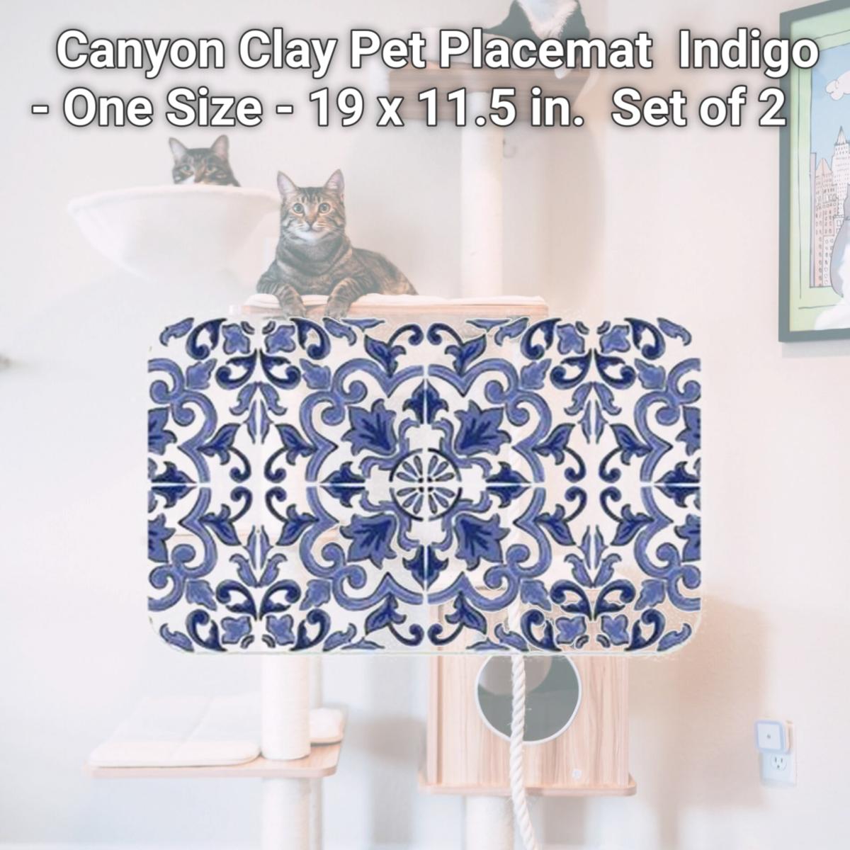 Picture of TarHong TPMMT0200PMI Canyon Clay Pet Placemat  Indigo - One Size - 19 x 11.5 in.  Set of 2
