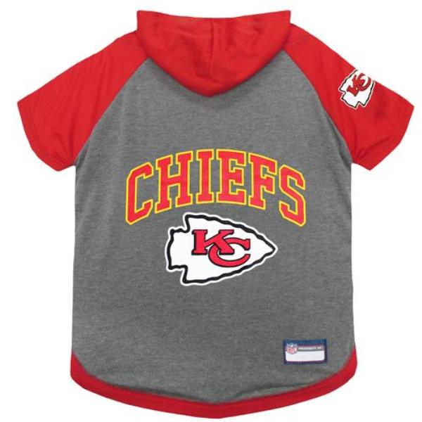 KCC-4044-LG Kansas City Chiefs Heather Gray Pet Hoodie T-Shirt, Large -  Pets First