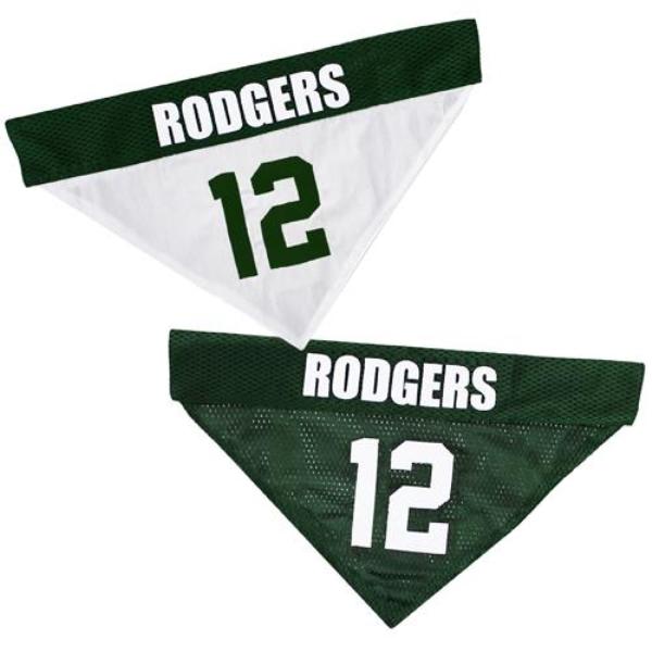 AR-3217-L-XL Green Bay Packers Aaron Rodgers Pet Reversible Bandana, Large & Extra Large -  Pets First