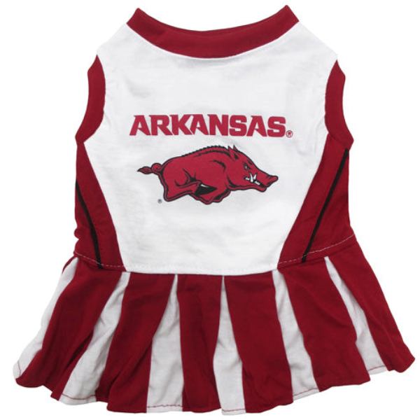 Picture of Pets First ARK-4007-XS Arkansas Razorbacks Cheerleader Dress for Pets&#44; Extra Small