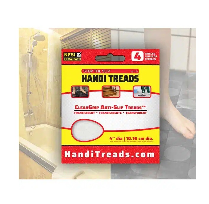 HTCC04CP4 4 in. Clear Grip Non-Slip Adhesive Round Tread Circles Vinyl Tape