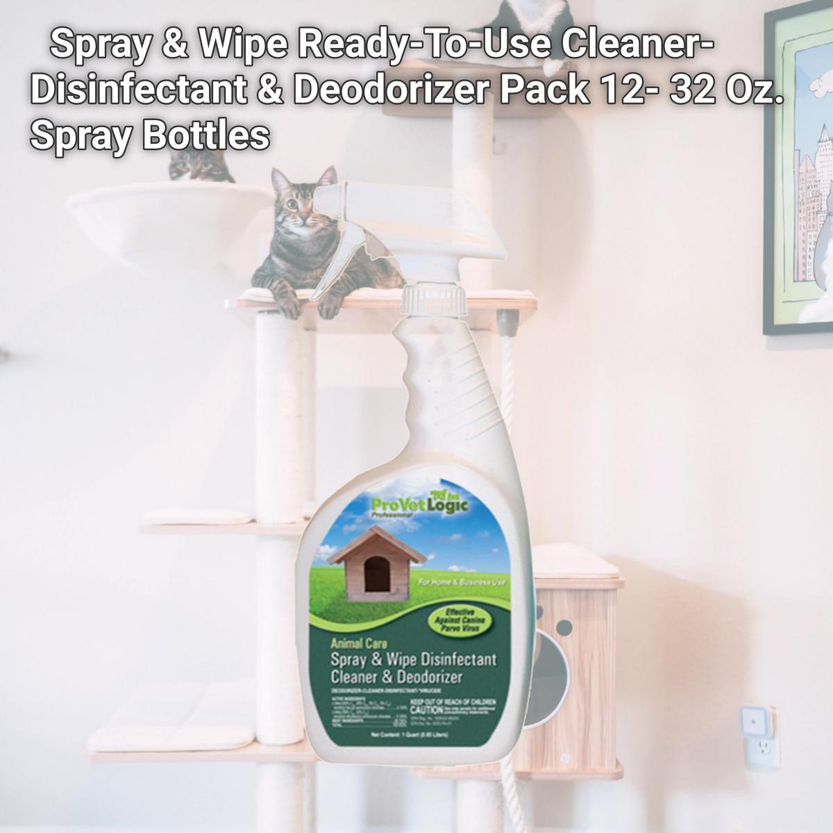 Picture of ProVetLogic V03-12MN Spray & Wipe Ready-To-Use Cleaner- Disinfectant & Deodorizer Pack 12- 32 Oz. Spray Bottles