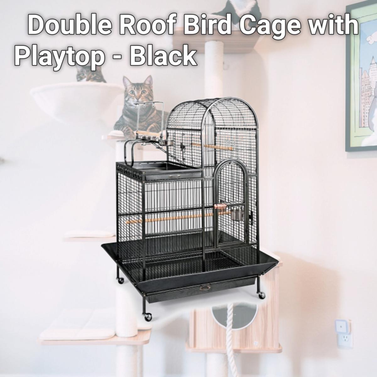 Picture of Prevue Pet Products 3159 Double Roof Bird Cage with Playtop - Black