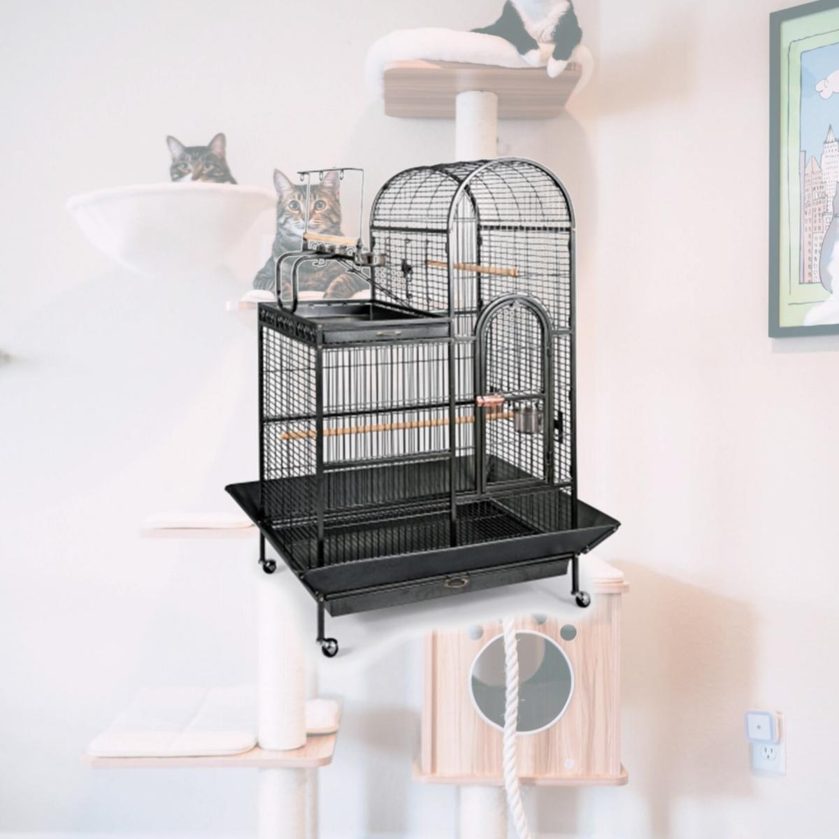 Picture of Prevue Pet Products 3159 Double Roof Bird Cage with Playtop - Black