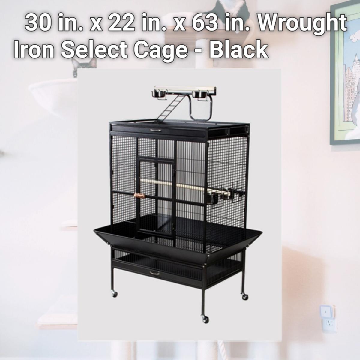 Picture of Prevue Pet Products 3153BLK 30 in. x 22 in. x 63 in. Wrought Iron Select Cage - Black