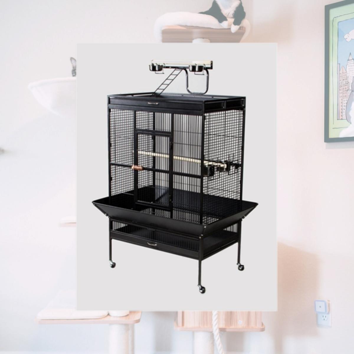 Picture of Prevue Pet Products 3153BLK 30 in. x 22 in. x 63 in. Wrought Iron Select Cage - Black