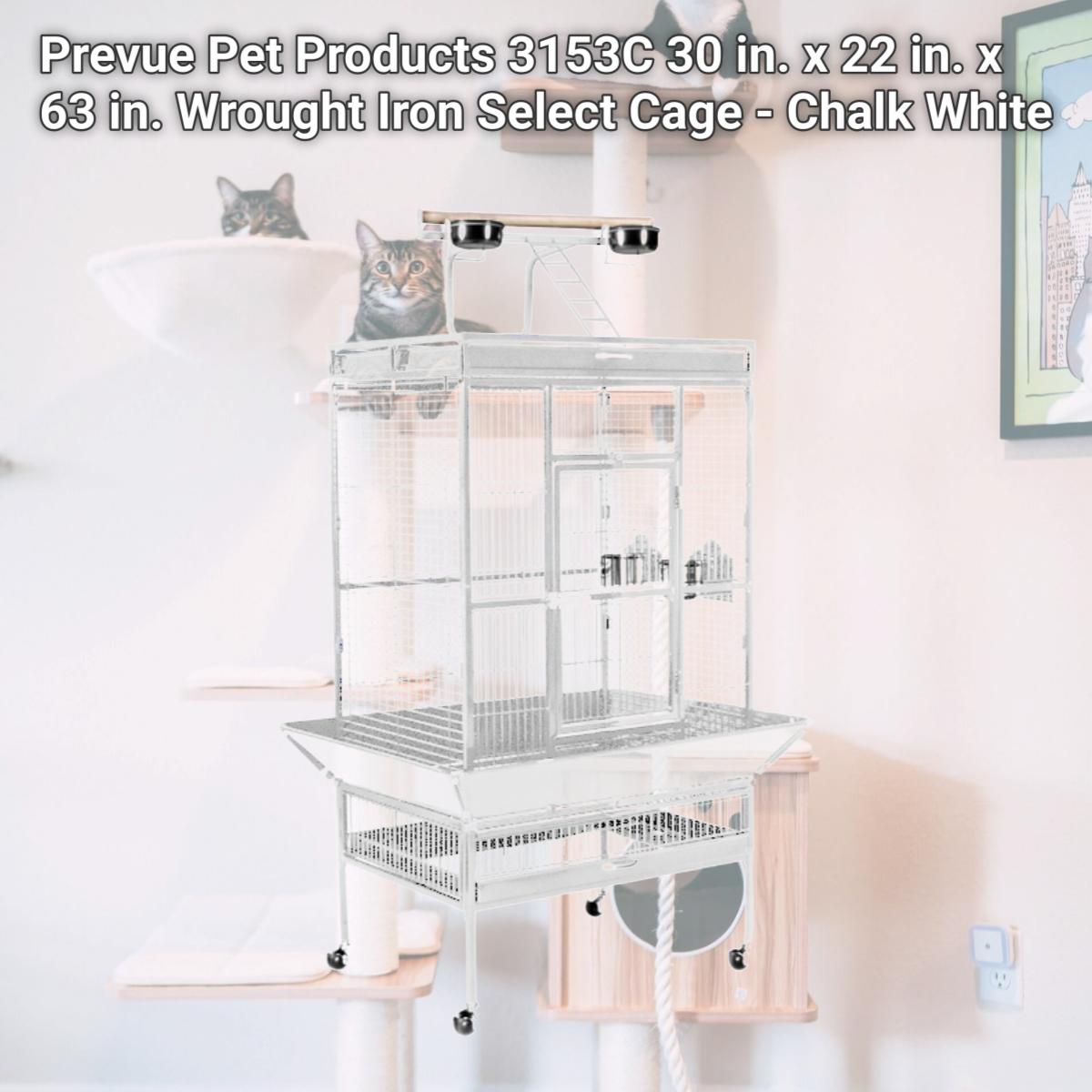 Picture of Prevue Pet Products 3153C 30 in. x 22 in. x 63 in. Wrought Iron Select Cage - Chalk White