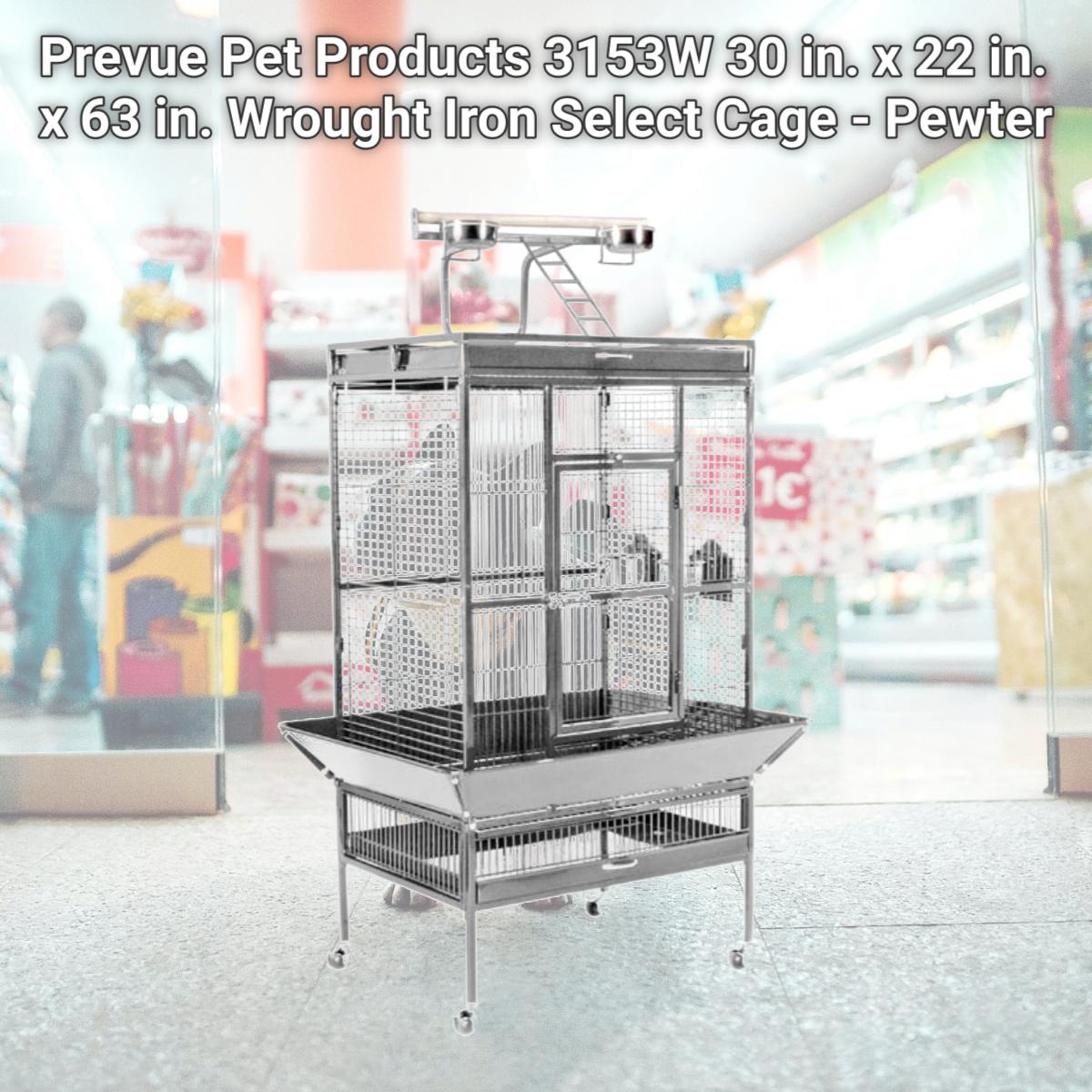 Picture of Prevue Pet Products 3153W 30 in. x 22 in. x 63 in. Wrought Iron Select Cage - Pewter