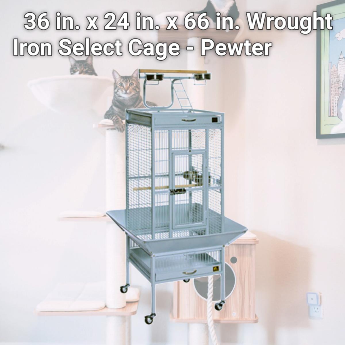 Picture of Prevue Pet Products 3154W 36 in. x 24 in. x 66 in. Wrought Iron Select Cage - Pewter
