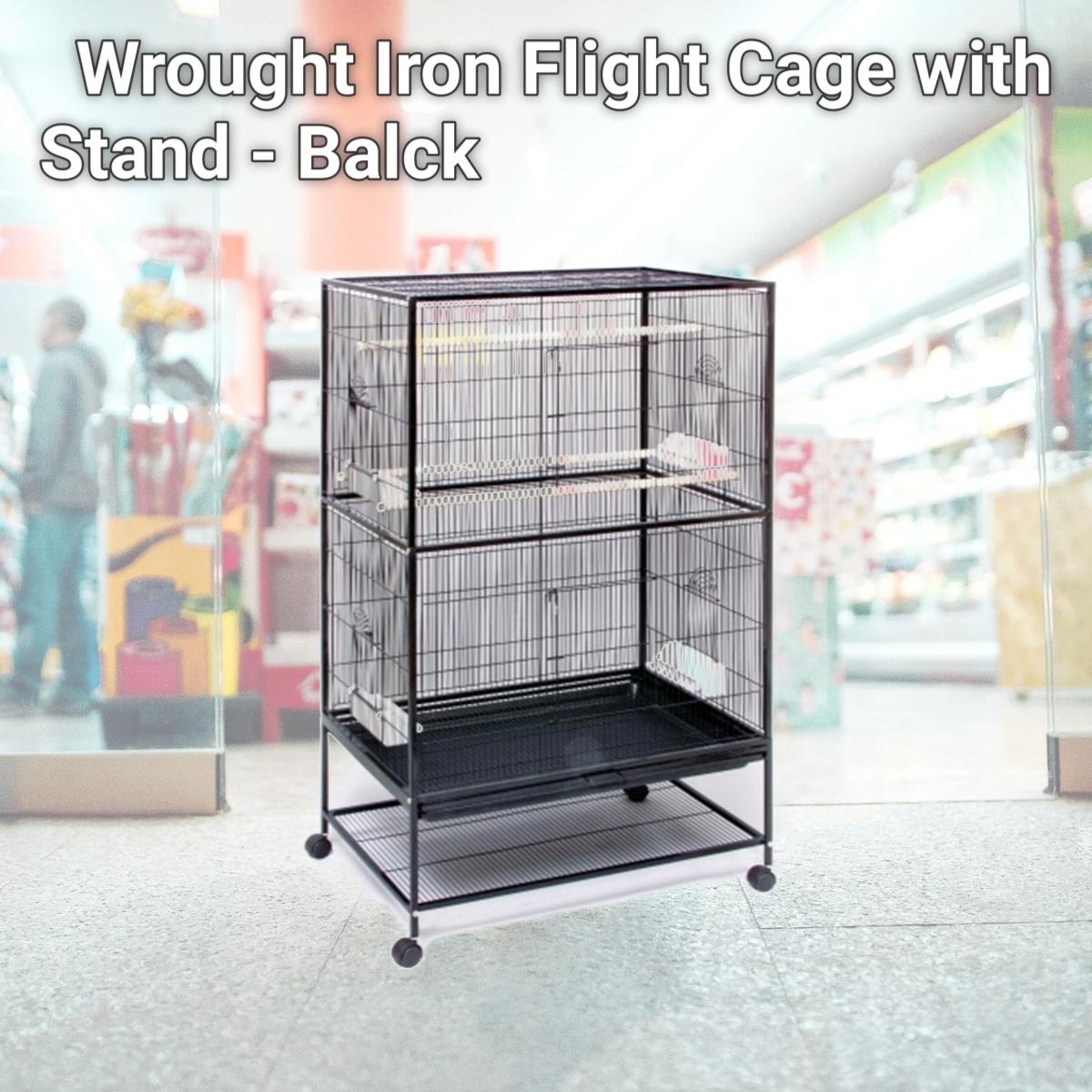 Picture of Prevue Pet Products F040 Wrought Iron Flight Cage with Stand - Balck