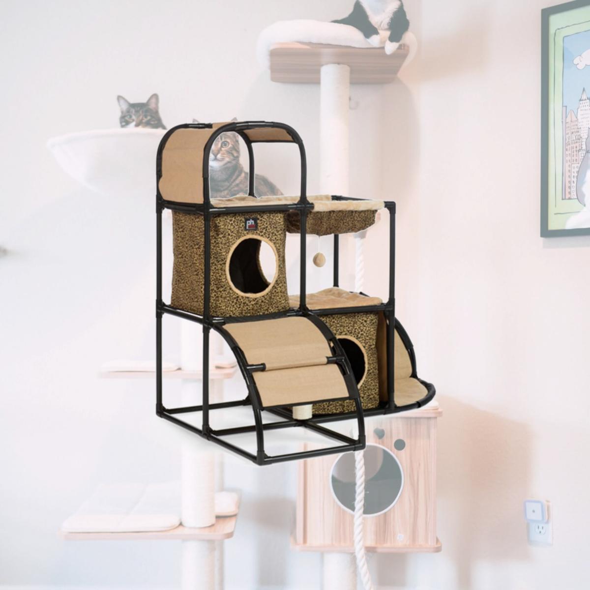 Picture of Prevue Hendryx 7235 45.5 x 31 x 42.5 in. Pet Catville Townhome Leopard Print
