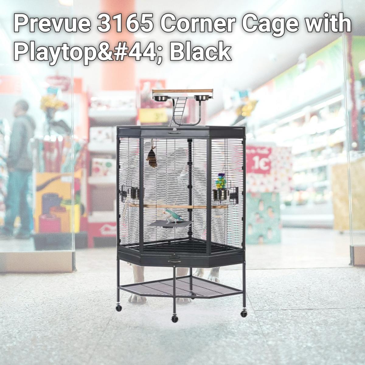 Picture of Prevue 3165 Corner Cage with Playtop&#44; Black