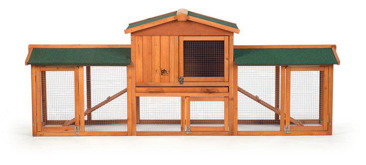 Picture of Prevue 4600 Rabbit Hutch with Double Run&#44; Maple & Green
