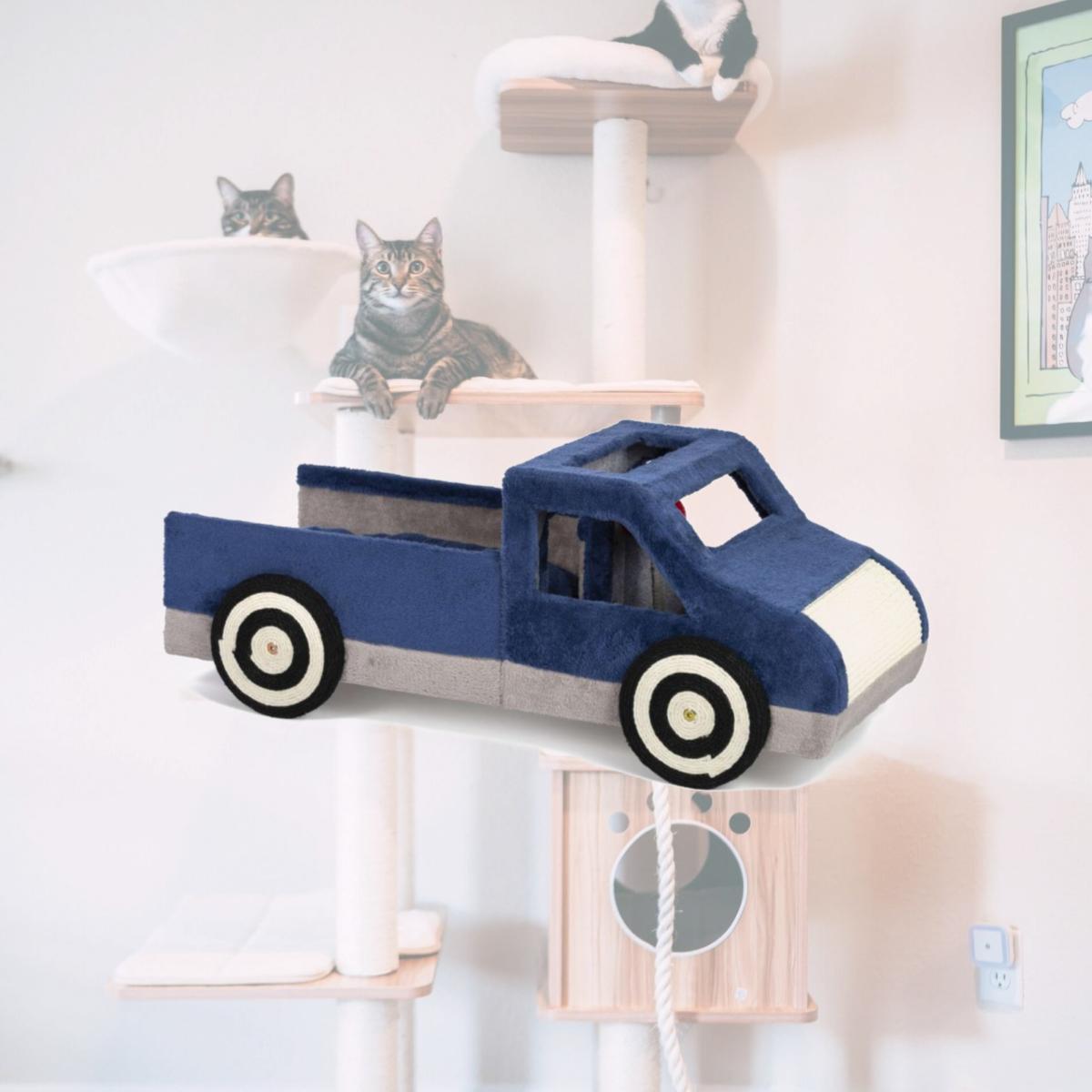 Picture of Prevue Pet 709 Kitty-150 Cat Bed & Scratcher&#44; Blue&#44; Gray & White