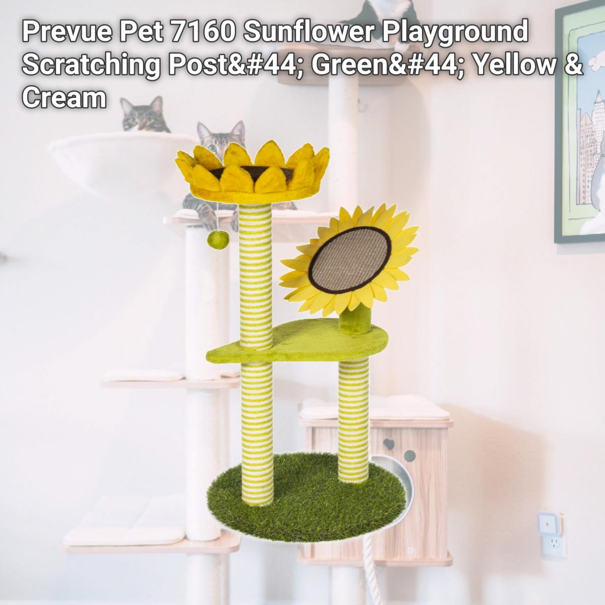 Picture of Prevue Pet 7160 Sunflower Playground Scratching Post&#44; Green&#44; Yellow & Cream