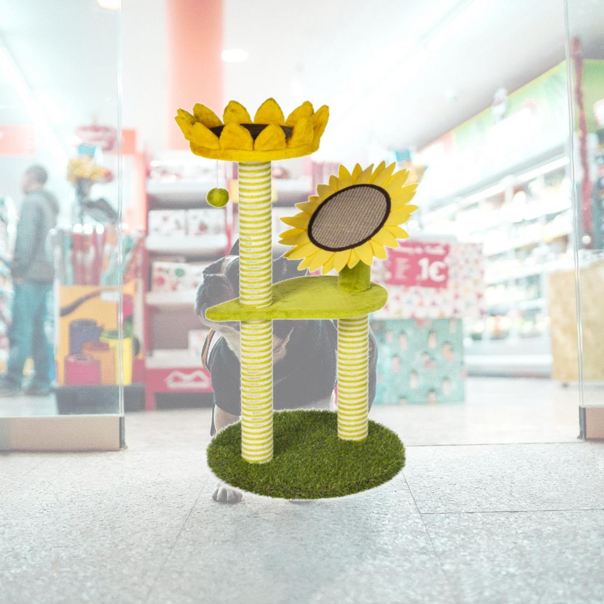 Picture of Prevue Pet 7160 Sunflower Playground Scratching Post&#44; Green&#44; Yellow & Cream