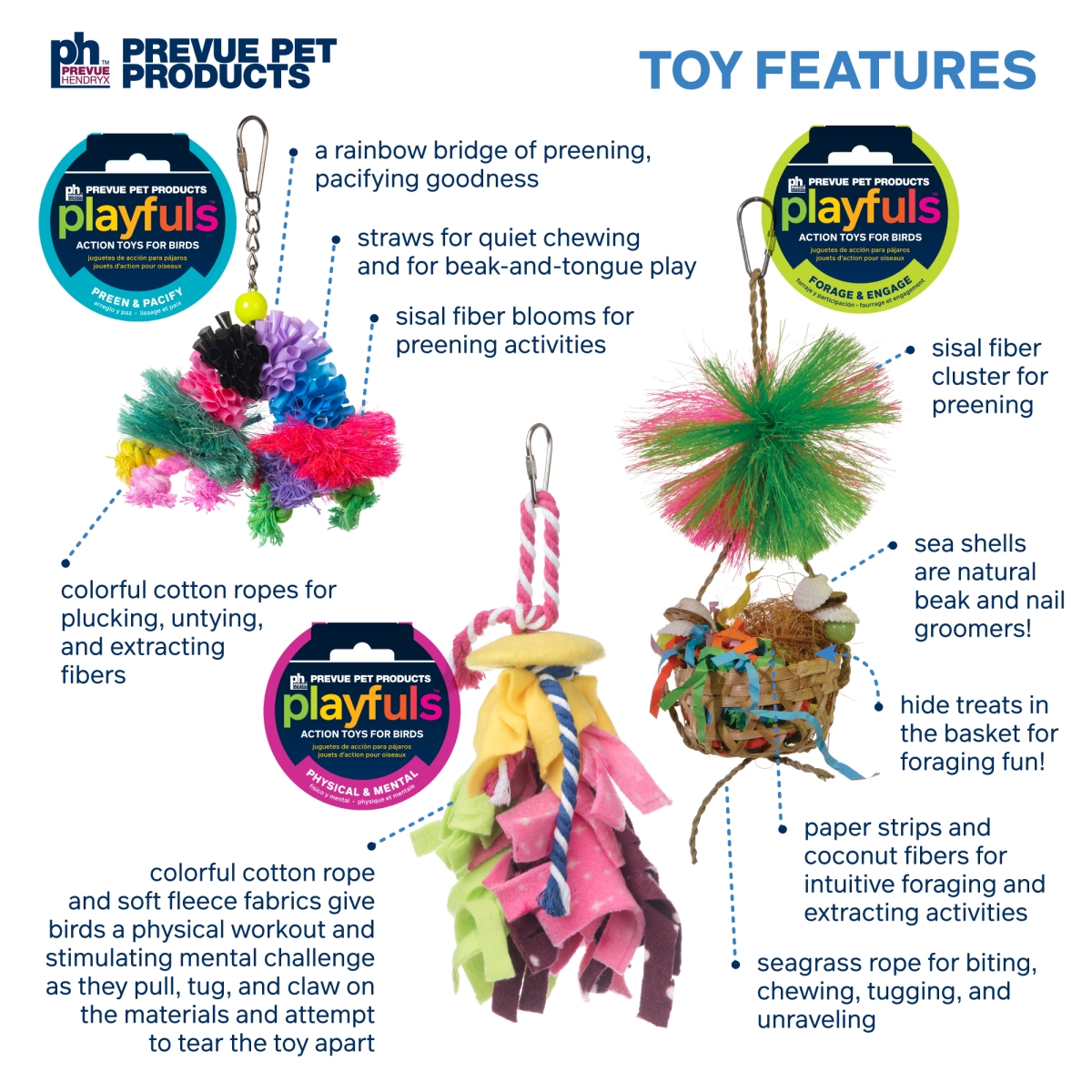 Picture of Prevue Pet Products 63010 Prevue Pet Products Preen & Pacify Bird Toy Bundle 63010