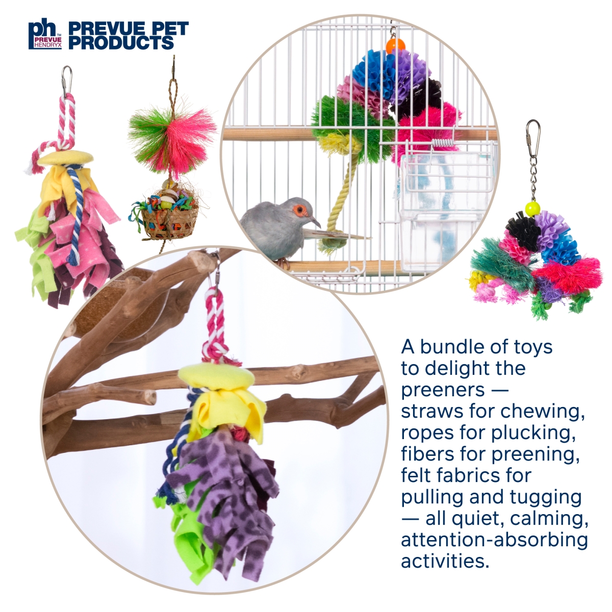Picture of Prevue Pet Products 63010 Prevue Pet Products Preen & Pacify Bird Toy Bundle 63010