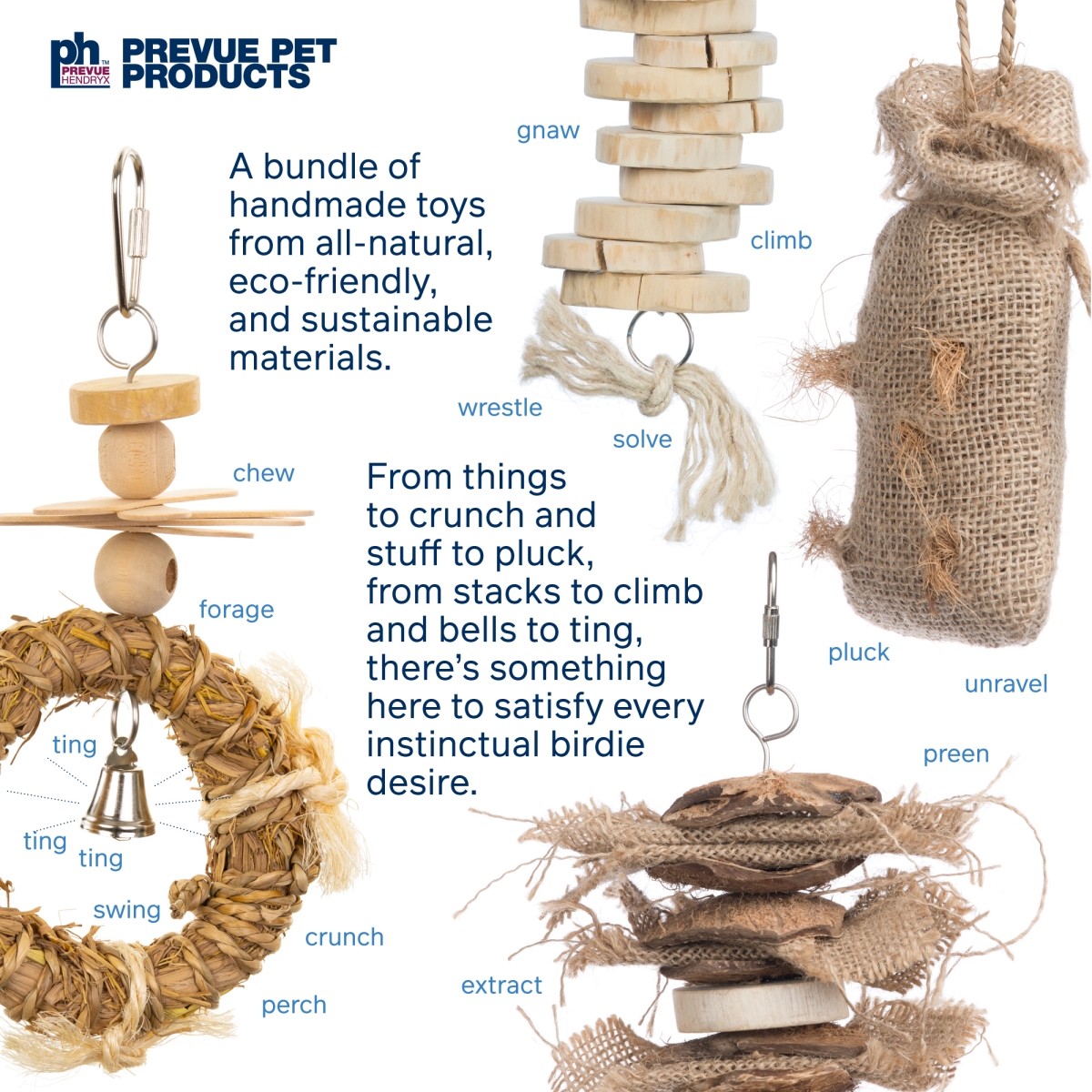 Picture of Prevue Pet Products 63011 Prevue Pet Products Wholesome Naturals Bird Toy Bundle 63011