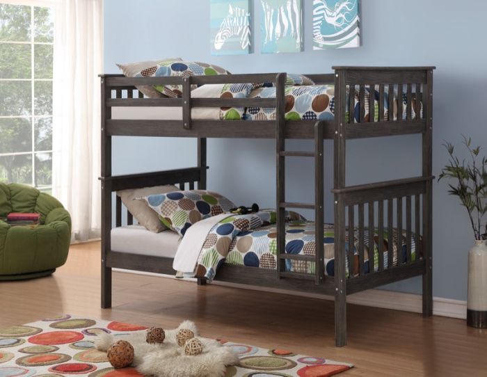 Picture of Donco Kids PD-120-3BG-TT Mission Bunk Bed - Twin Over Twin Size&#44; Brushed Grey