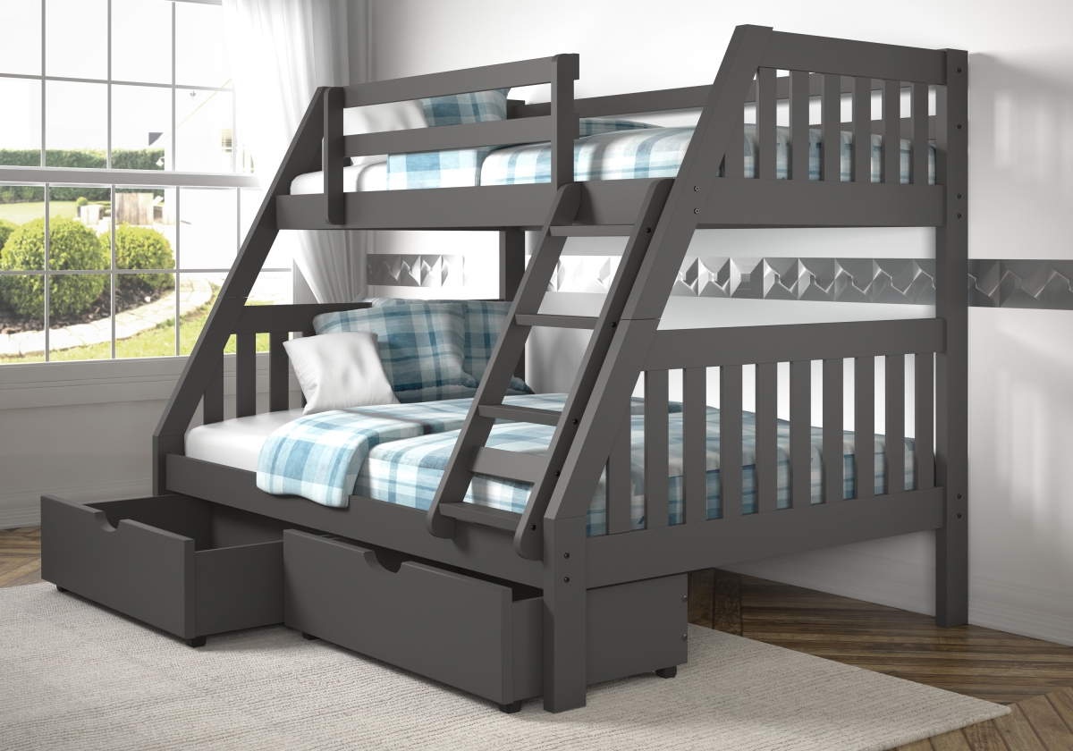 Picture of Donco Kids PD-1018-3DG-TF-505 Twin Over Full Mission Bunk Bed with Storage Drawers&#44; Dark Grey