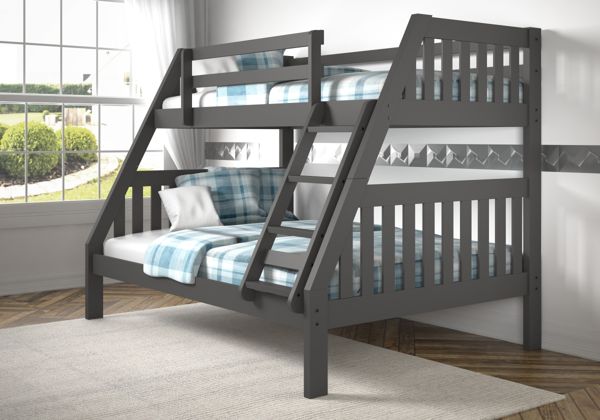 Picture of Donco Kids PD-1018-3DG-TF Twin Over Full Mission Bunk Bed&#44; Dark Grey