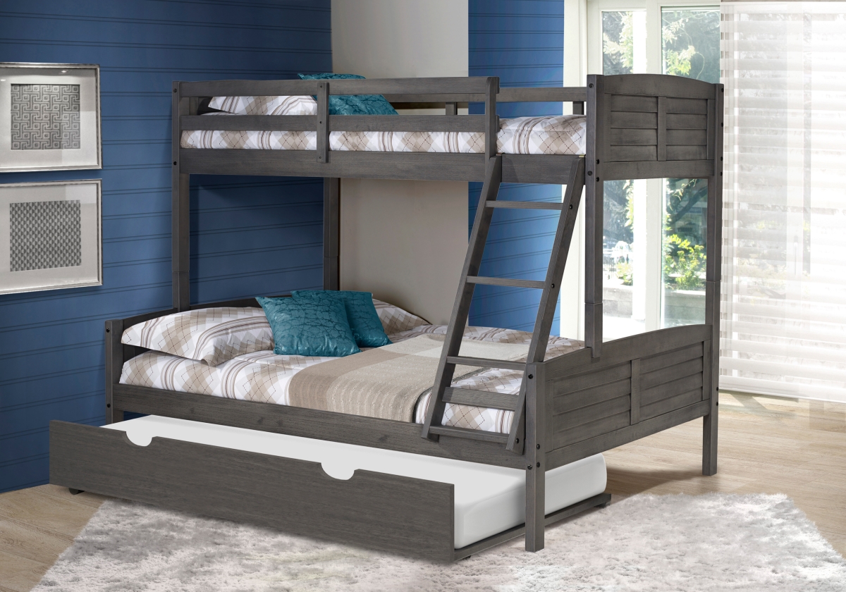 Picture of Donco Kids PD-2012TFAG-503 Twin Over Full Louver Bunk Bed with Twin Trundle - Antique Grey