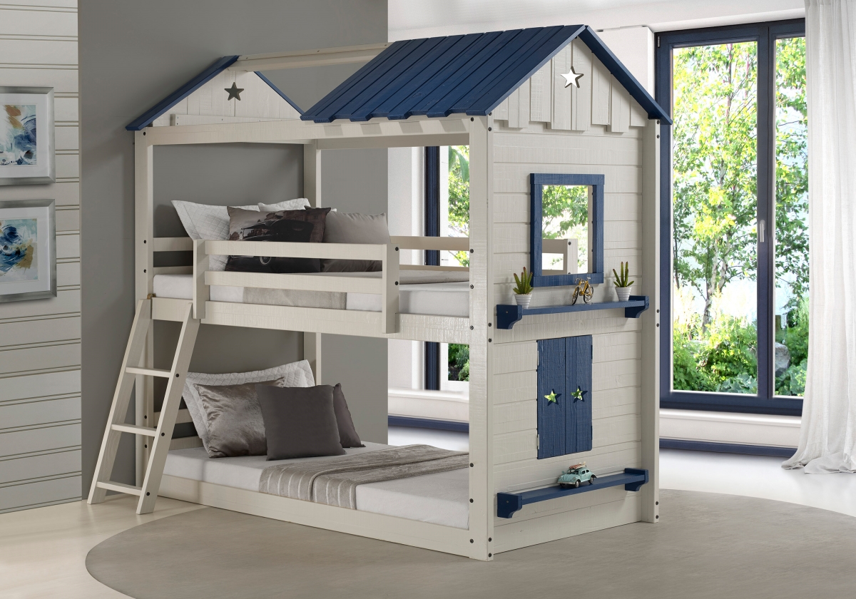 Picture of Donco Kids PD-1580TTLGB Twin Over Star Gaze Bunk Bed&#44; Grey & Blue