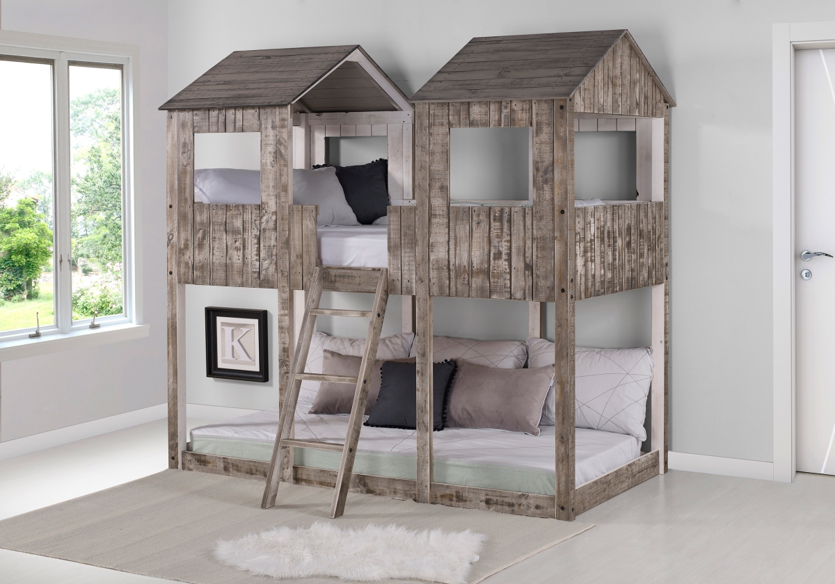 Picture of Donco Kids PD-3225TTRDW Twin Over Tower Bunk Bed&#44; Rustic White