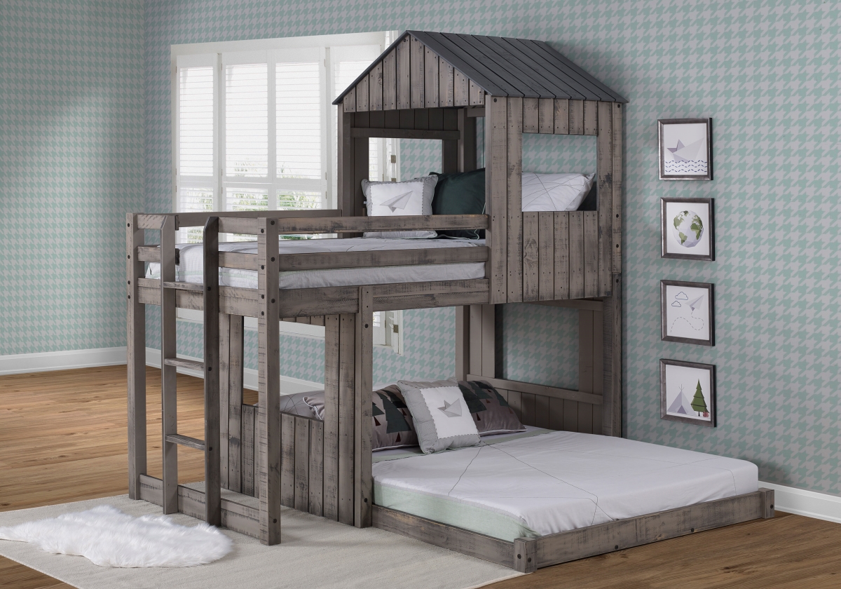 Picture of Donco Kids PD-3344TFRDG Twin over Full Campsite Loft&#44; Rustic Dark Grey
