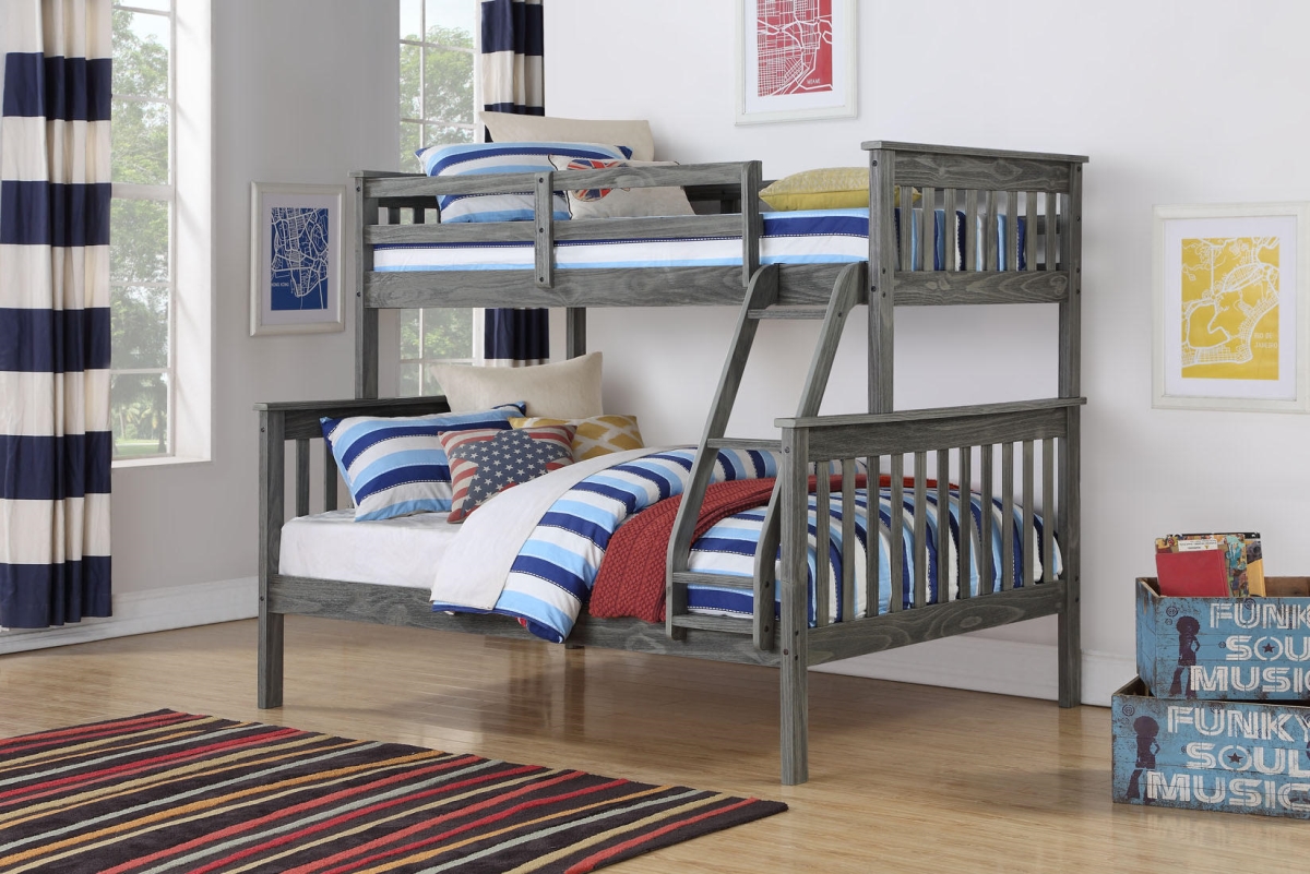 122-3-TFBG Twin/Full Mission Bunkbed in Brushed -  Donco, 1223TFBG