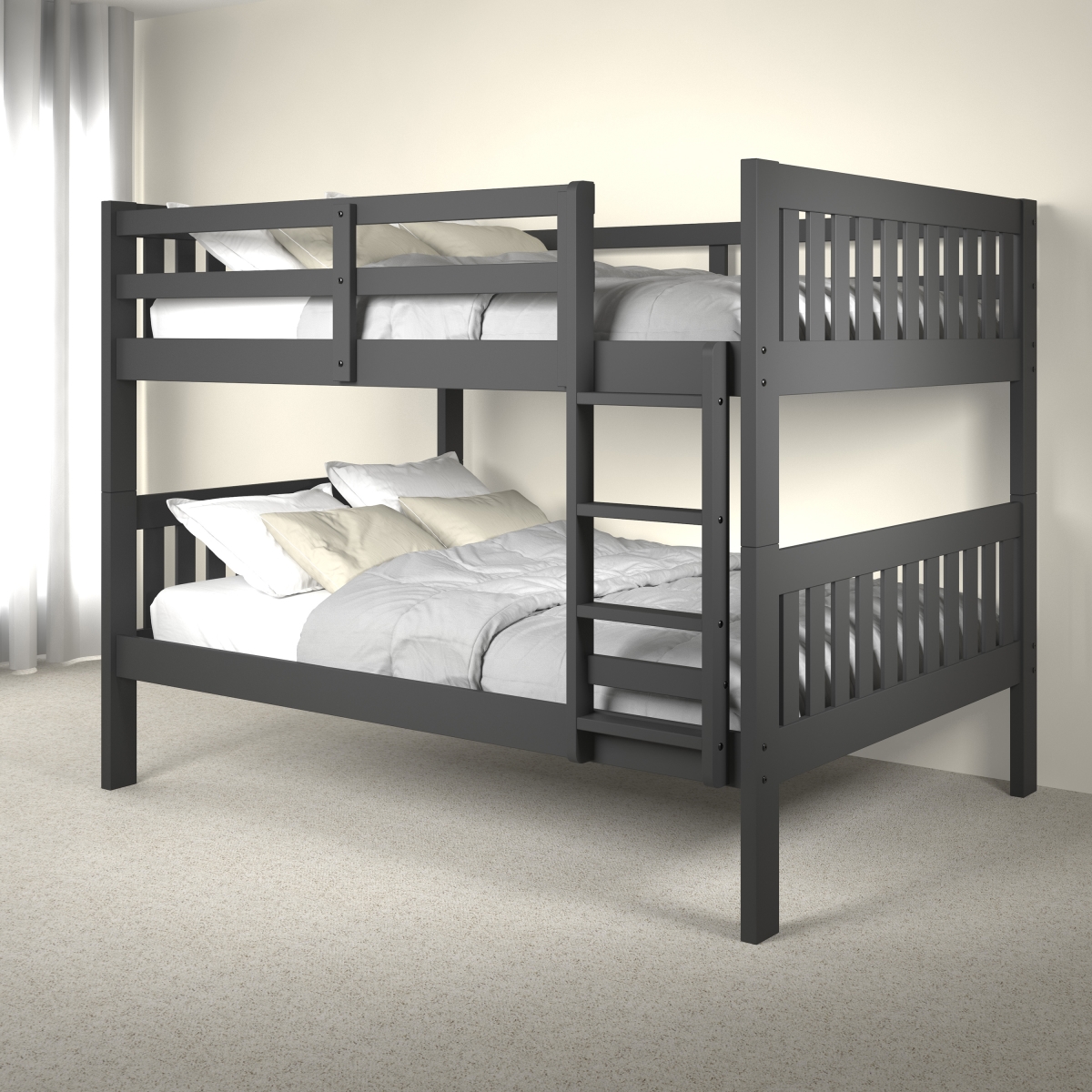 PD-1015-3FFDG Full Over Mission Bunk Bed, Dark Grey -  KD Gabinetes, KD2474131