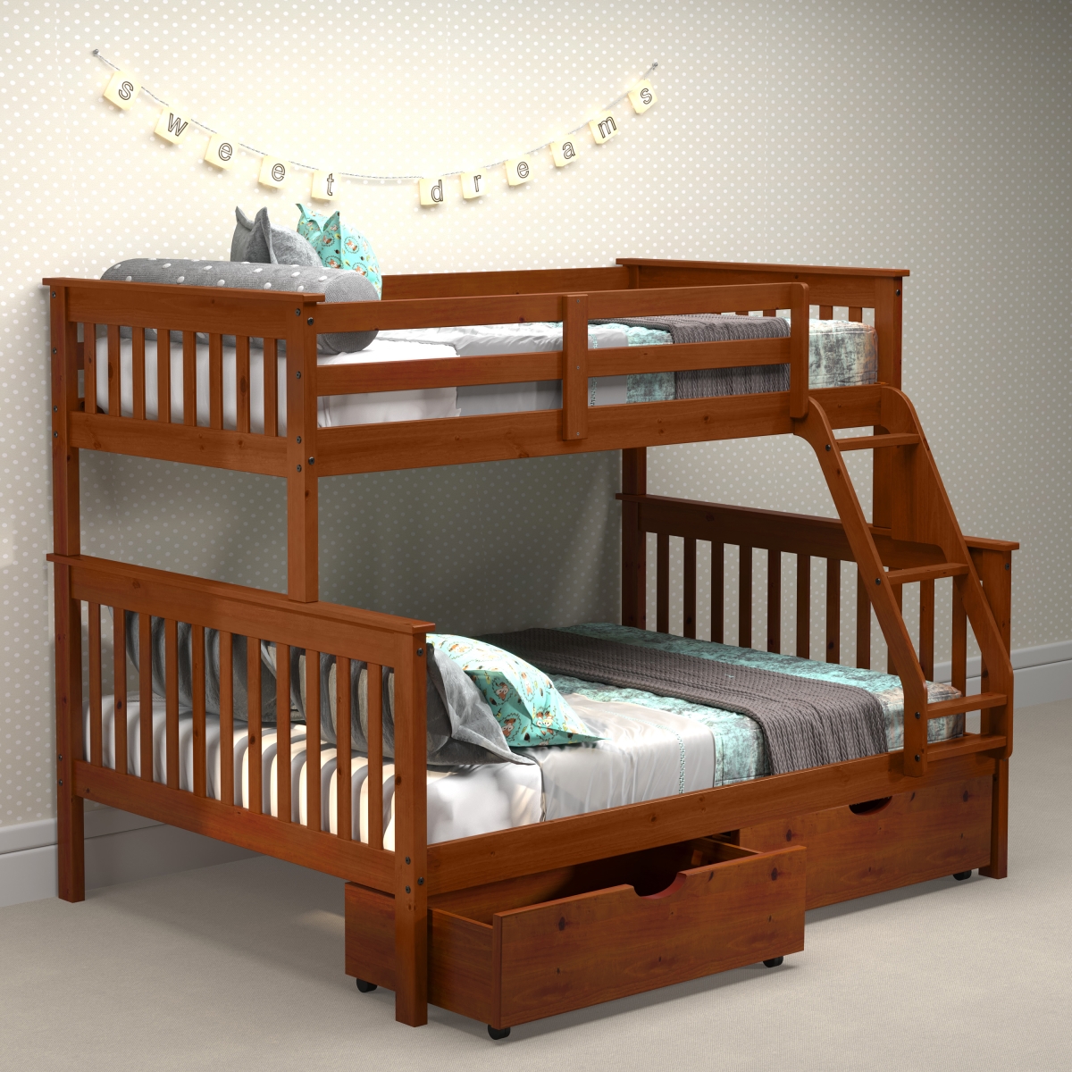 PD-122-3E-505 Twin Over Full Size Mission Bunk Bed with Storage Drawers - Espresso -  Convenience Concepts, HI3718424