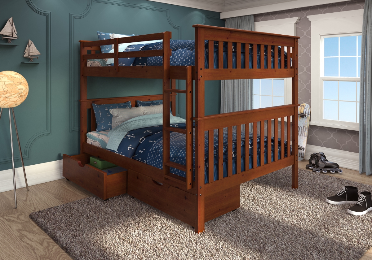 Picture of Donco Kids PD-123-3E-505 Full Over Full Mission Bunk Bed with Storage Drawers - Espresso