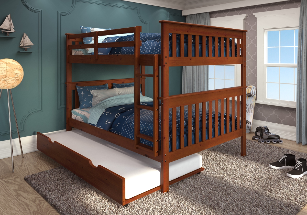 Picture of Donco Kids PD-123-3E-503 Full Over Full Mission Bunk Bed with Twin Trundle - Espresso