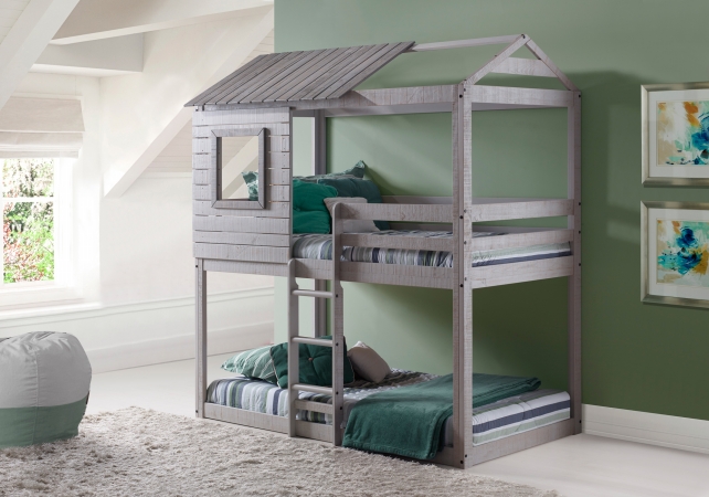 Picture of Donco Kids PD-1370TTLG Deer Blind Twin Over Twin Size Bunk Loft Bed&#44; Light Grey