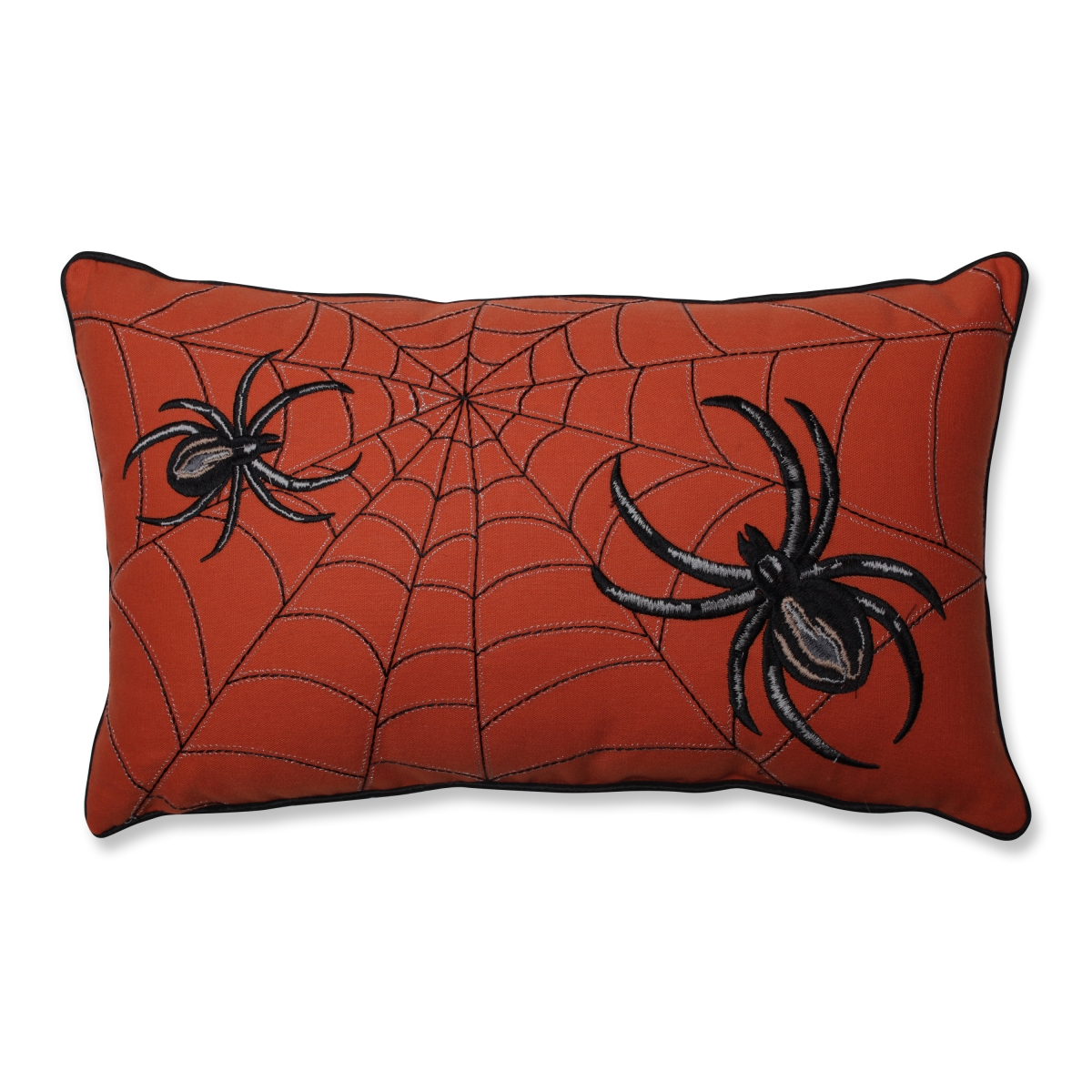 Picture of Pillow Perfect 612317 Spider Web Embroidery Rectangular Throw Pillow&#44; Orange