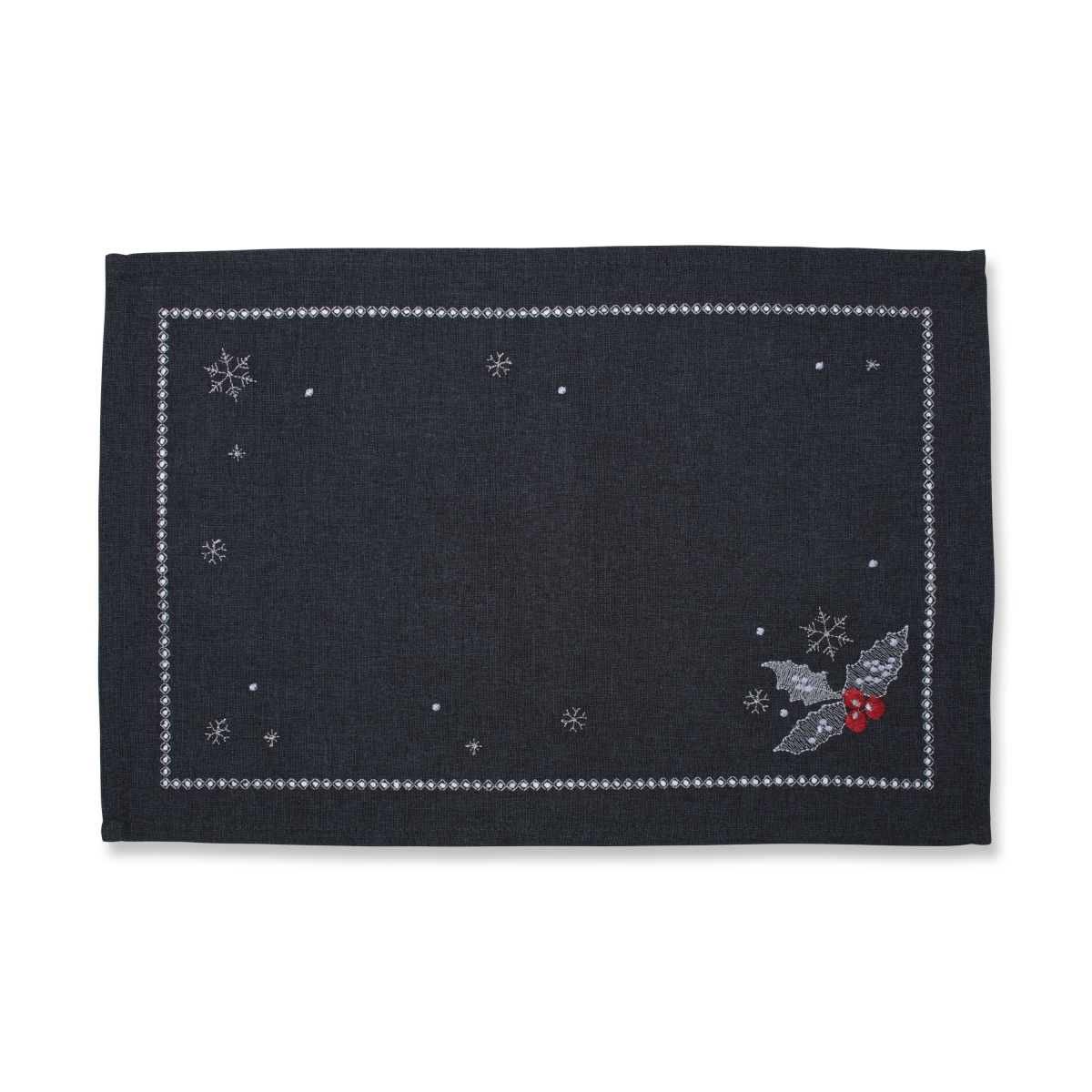 Picture of Pillow Perfect 629827 Christmas Holly Placemat, Gray - Set of 2