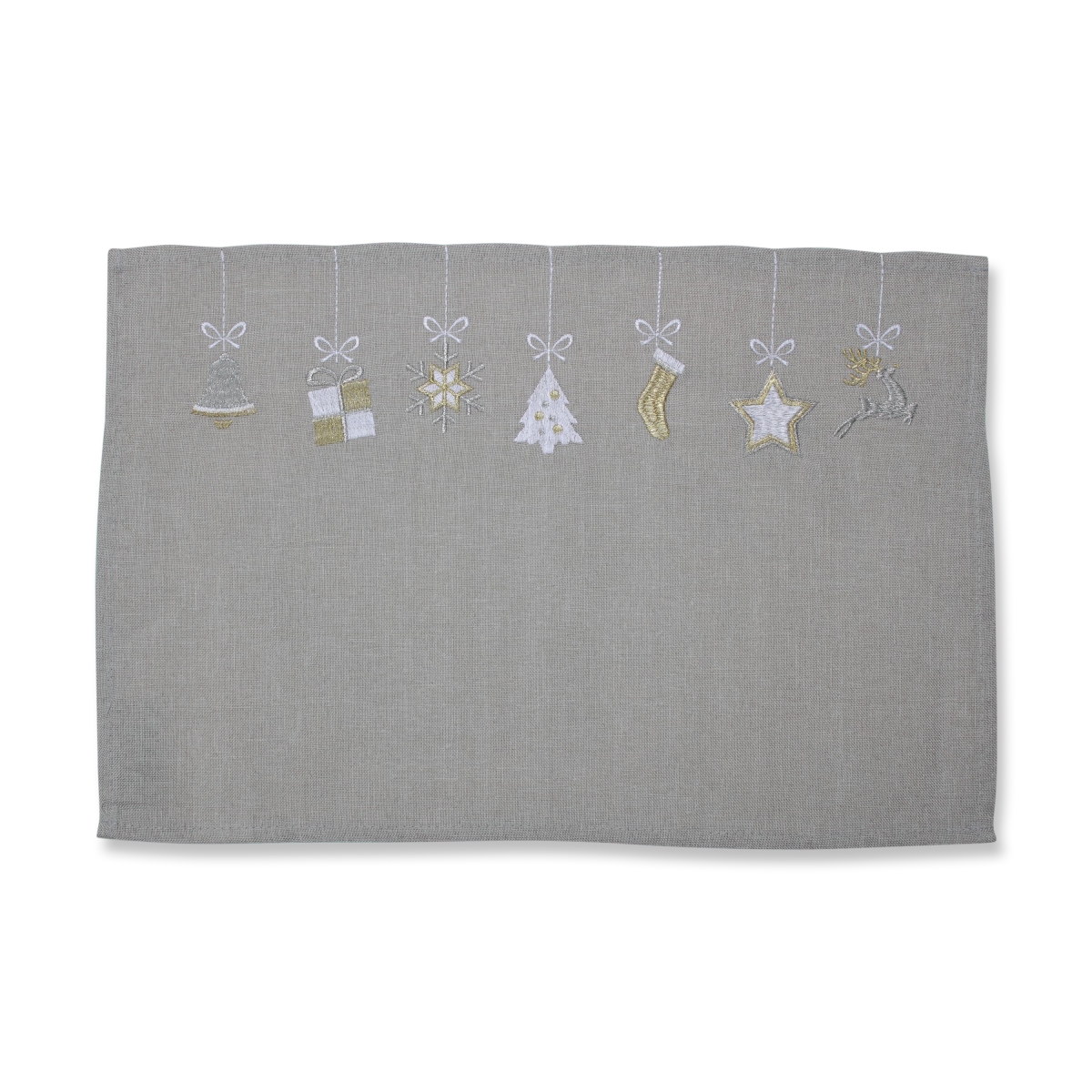 Picture of Pillow Perfect 629872 Hanging Christmas Ornaments Placemat, Gray & White - Set of 2