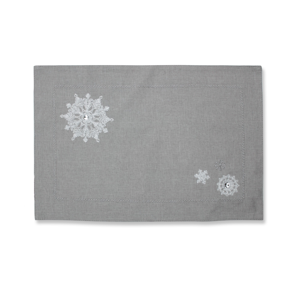 Picture of Pillow Perfect 630045 Christrmas Snowflakes Placemat, Gray - Set of 2